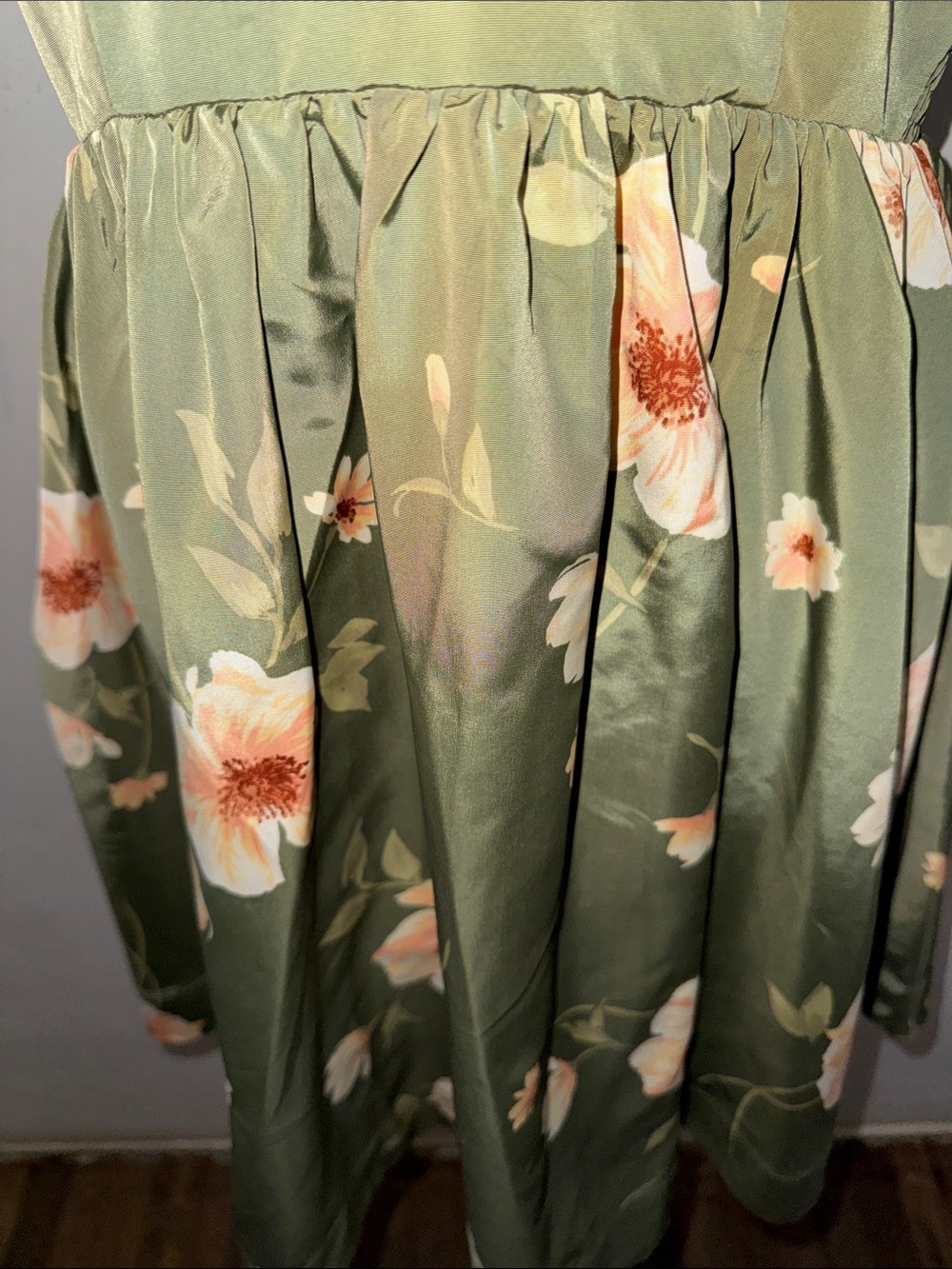 Old Navy Olive Green Floral Tie-Shoulder Mini Dress - Picture 5 of 5